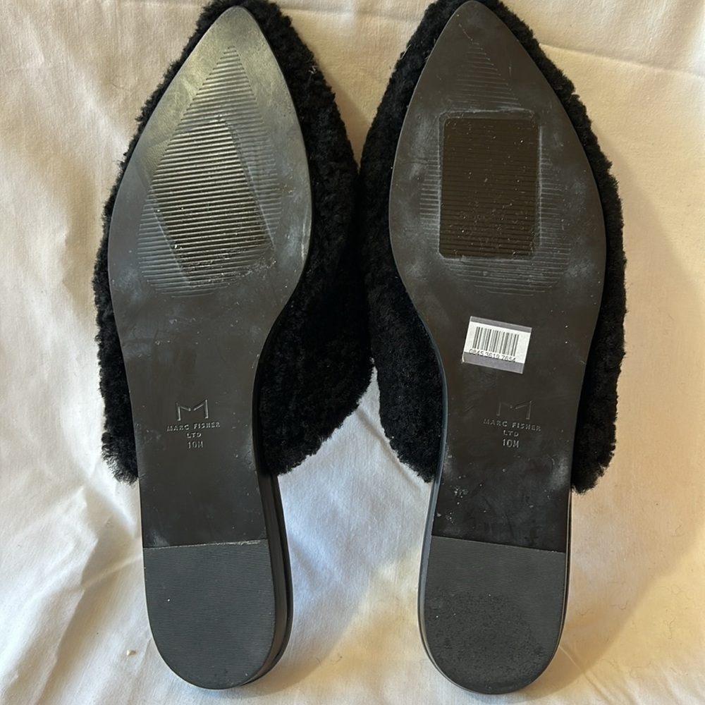Marc Fisher LTD Womens Black Sibrinna Shearling Mules-Size 10 M NWOB - Picture 6 of 9